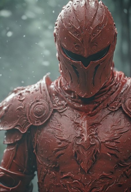 White-Power hkstyle ranger in red suit, closeup portrait, atmospheric haze, Film grain, cinematic film still, shallow depth of field, highly detailed, high budget, cinemascope, moody, epic, OverallDetail, gorgeous, 2000s vintage RAW photo, photorealistic, candid camera, color graded cinematic, eye catchlights, atmospheric lighting, skin pores, imperfections, natural, shallow dof, deep blacks, high monochrome contrast,