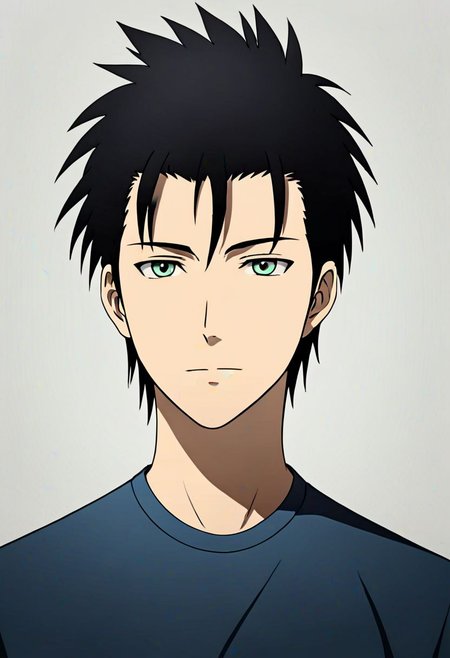 Highres, Masterpiece, High Quality, 4K, 8K, solo, 1Boy, Soujirou Agata, borown eyes, black hair, Shirt, passport_photo_style, looking at viewer, focused gaze forward, plain background, straight body, head upright, easynegative, detailed_eye_model