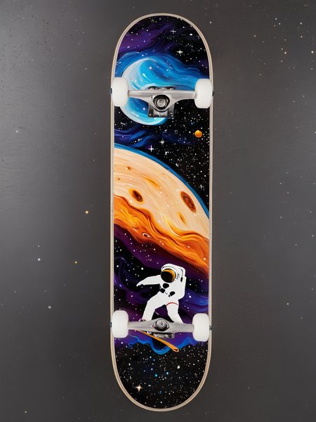 EdobSkate,skateboard with a deep space theme, featuring galaxies, nebulas, and stars, placed on a background of an astronaut skating in zero gravity among the stars <lora:EdobSkate_XL_v1.0:0.8>, best quality, uhd, 8k, detailed