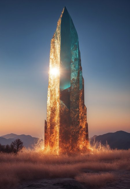 Fantastic image of a mystical tundra landscape, where the ground is covered with enormous, towering crystals that grow in various directions. These crystals are vibrant and multicolored, reflecting the light in a dazzling display of colors. The crystals vary in size and shape, creating a surreal and otherworldly environment. In the distance, a massive crystalline mountain dominates the horizon, its peaks shimmering in the sunlight. The overall mood is one of enchantment and awe, with a sense of wonder and mystery permeating the scene
 <lora:add-detail-xl:1>
 <lora:Dynamic Poses:1>
