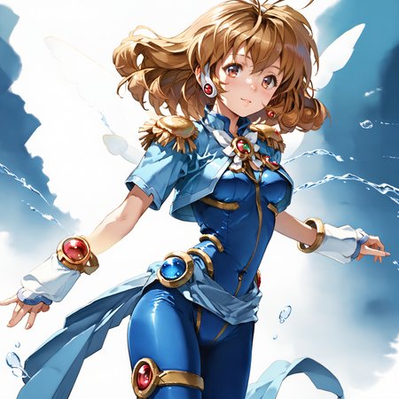 (score_9:1.2), score_8_up, score_7_up, source_anime , best quality,<lora:corrector yui-pony-01:1>, corrector yui, 1girl, solo, magical girl, water element suit