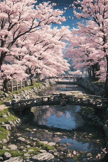 beautiful japanese landscape, (fishers village), Bright Pink short yukata, (very detailed), dog, peasants, sakura trees, bridge, boats, best quality, realistic, sharp focus, sunny sky, natural light, backlight, shadows, high contrast, hdr,  reflections, <lora:Detail Tweaker LoRA add_detail:0.7>  <lora:depth_of_field_slider_v1:5> <lora:SDXLrender_v2.0:0.8>