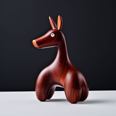 (expert craftsmanship:1.8), (high resolution, product photography, photo studio background:1.2), (wooden toy animal:1.8), (fine wood, dark realistic wood materail:1.5), (simple form, abstract form:1.8), (finely crafted parts, simple shape, elegant shape, ambiguous shape, stout shape, innocent shape:1.4), (comfortable, playful, friendly, whimsical:1.5), (Danish Design aesthetic, made in Denmark:1.7)