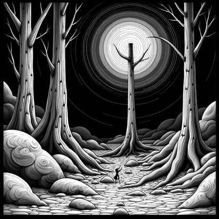 monochrome, lineart, dark, Baobab<lora:vorticaFlux:0.75>
