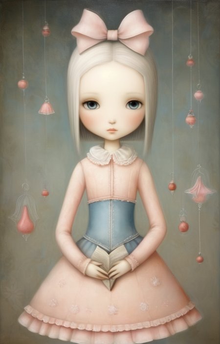 masterpiece,best quality,<lora:tbh340-sdxl:0.75>,illustration,style of Nicoletta Ceccoli, portrait of idolmaster cinderella girls,