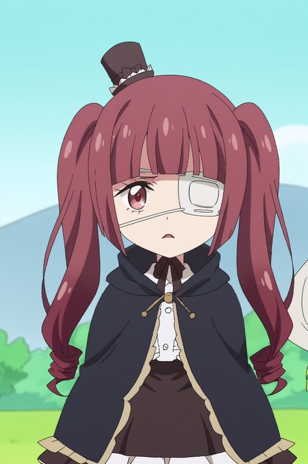 anime screencap, rating safe, Yurine Hanazono, upper body, eyepatch <lora:Jashin-chan_Dropkick-Yurine_Hanazono-PDXL:0.8>