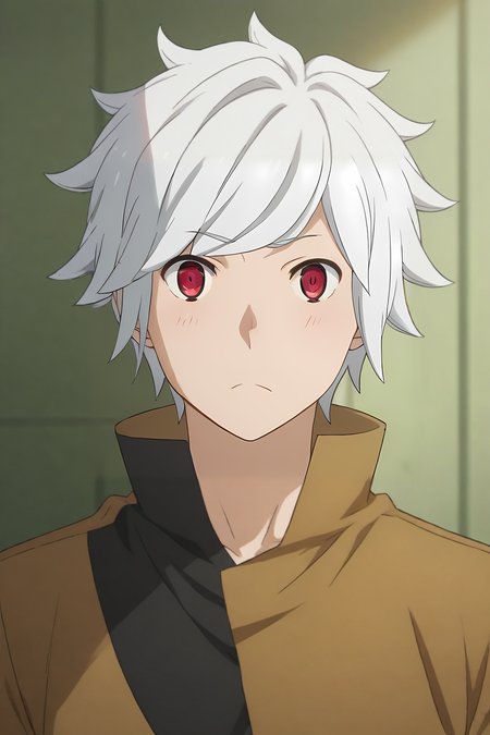 score_9, score_8_up, score_7_up, source_anime, (photorealistic:0.6), looking at viewer, upper body, , 1boy, solo, male focus, <lora:bell_cranel_pony:0.92>, bell_cranel, white hair, red eyes, , , , <lora:sdxl_lightning_8step_lora:1>