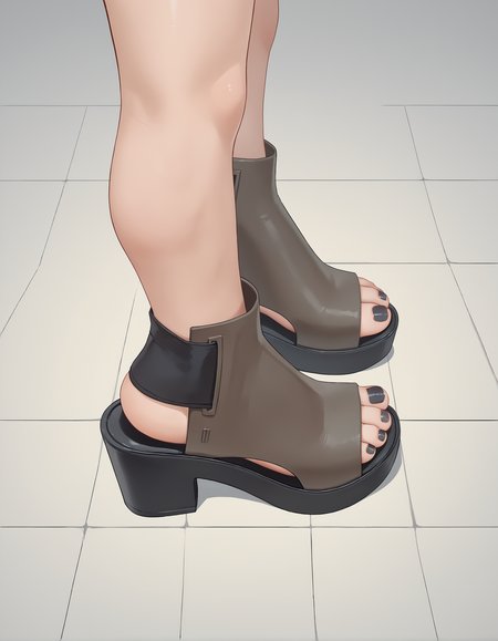 score_9, score_8_up, score_7_up, score_6_up, score_5_up, score_4_up, source_anime,
1girl,
standing,
(ml54 sandals), platform footwear,
black toenail polish, 
foot focus, from above, from side,
embedding:zPDXL2 ,