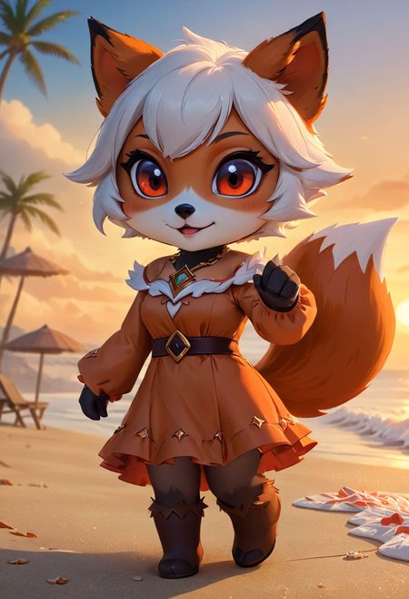 furry fox girl, ((brown fox)), (chibi), 
bad fox, with red big eyes,  beach,
(orange) dress, portrait
Hyperrealistic art high-quality portrait flat matte drawing of a cute Nendoroid and cartoon style, anime flat style, thick drawing, medium close-up", (solo:1.2), photorealistic:1.5, 8k, texture skin, realistic skin, detailed skin, highest detailed, extreme detailed, 8k wallpaper, colorful, (dark magic), ring with the stone, (intricate details), (hyperdetailed), 8k hdr, high detailed, lot of details, high quality, soft cinematic light, atmospheric perspective (focus on), color Ink wash painting, Extremely high-resolution details, photographic, realism pushed to extreme, fine texture, incredibly lifelike,