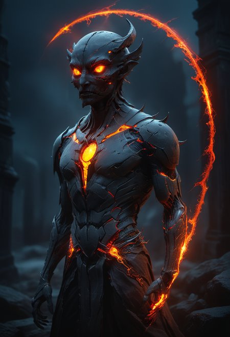 in a city at night, long mid shot portrait photography of an ethereal abaddon, (glowing runes), emotional aesthetic. warm colors, red, yellow, orange sheme, Photorealistic, intricate details, realism, sfw, ultrasharp <lora:- SDXL - vanta-black_contrast_V3.0:1> vntblk, dark, glow,