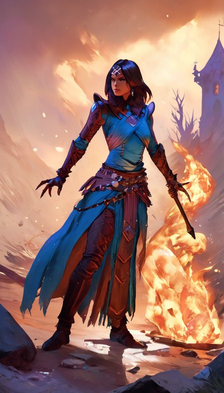 concept art Cinematic scene, hero view, d4s sorceress, action pose, detailed background, masterpiece, best quality, high quality, absurdres <lora:diablo_4_sorceress_v0.0.2:1> . digital artwork, illustrative, painterly, matte painting, highly detailed