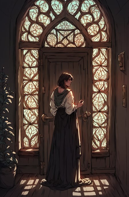 score_9,score_8_up,score_7_up,score_6_up,score_5_up,score_4_up ,<lora:aesthetic_witchy:0.3>,witchyaesthetic,realistic,blurry backgroundwitchyset76 no humans,window,black background,scenery,door <lora:dskart_ponyxl:0.8> Duskfallcrew Art Style