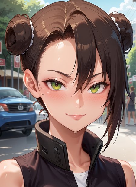 score_9,score_8_up,score_7_up,score_6_up BREAK official art,solo,outdoors,upper body,(portrait:1.5),looking at viewer,facing viewer,smile,  <lora:agent.pony:0.8> agent, BREAK ,score_9, score_8_up, score_7_up, detailed face, detailed body, best background, detailed background, uncensored,, BREAK ,anime screencap, anime coloring,, , shiny, shiny skin, shiny hair, soft body,, ,<segment:yolo-face_yolov8m.pt,0.4,0.5//cid=1>  ,, , sexually suggestive, naughty face, horny, naughty face, nose blush,