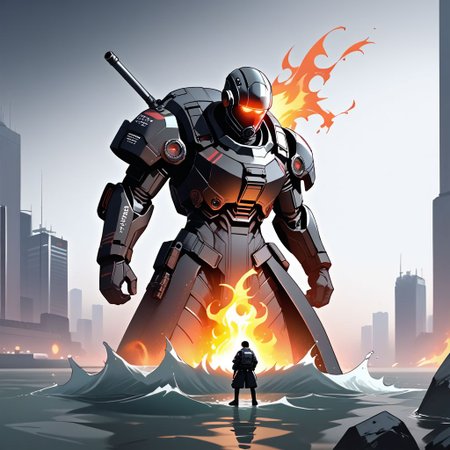 (Full Body view)+++, HD, Anime, 10k Res, gritty, noir, source_anime+, bright, (Perfect Cell Shading), (source_anime)+, (masterpiece)+, best quality, (censor), detailed eyes, zyrnox style, Magic, Fantasy, Military, Cyberpunk, Futuristic Soldier, Include a element of: Air, Water, Fire, or Earth.