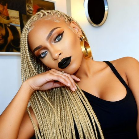 African American Woman With Blonde Braids