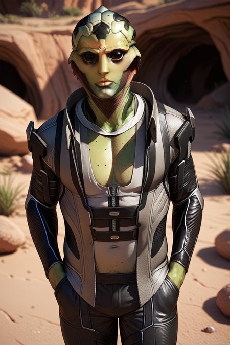 score_9, score_8_up, score_7_up,
<lora:METhane:1.0>
METhane, 1boy, alien, green skin, black eyes, looking at viewer, Desert canyon with dramatic lighting, rugged and grand, Hands in pockets