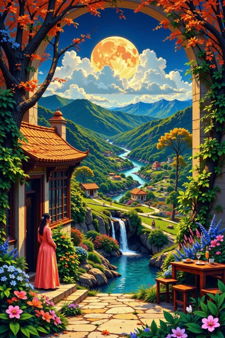 tavern beautiful  landscape, noon, woman, very intricate, very detailed, sharp, bright, colorful, <lora:Hand v2:0.5> <lora:Anti-Blur:1><lora:Insane Detail Slider:0.25>  <lora:flux.1_lora_flyway_Epic-detail_v2:0.3> <lora:fluxenhancer:0.25>  <lora:ROWER:0.6>