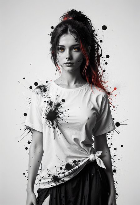 score_9, score_8_up, score_7_up, ultra details, high details, absurdres, masterpiece, best quality, 2k, 4k, very aesthetic, rating_safe, BREAK,
ink splats, ink splatter, rainbow_background, blue_background, green_background, purple_background, yellow_background, BREAK,
 1girl sd332341, solo, (monochrome:1.2), gradient_amber_eyes, long_hair, high_ponytail, two-tone_hair, brown_hair, streaked_hair, red_hair, (nose_piercing), nose_ring, medium_breasts, oversized_shirt, shirt_buttons, black_sarong, eyesHD, high_gradient_eyes, extremely_detailed, BREAK,
<lora:Ink_Splats:1.2>, <lora:add-detail-xl:1>,