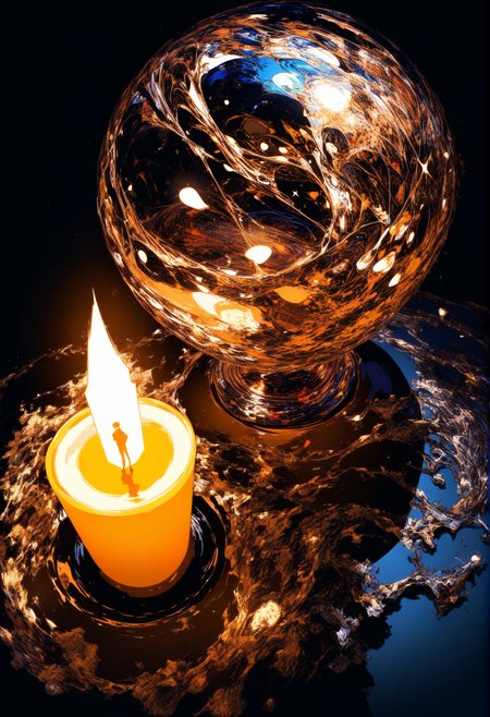 Renaissance style masterpiece,high score,great score,absurdres,  ., a couple of skulls that are on a table in the dark with a crescent of light in the background [20], <lora:R0k00Bl0ckB0ckgr00ndHD:1> (R0k00Bl0ckB0ckgr00ndHD, black background, generative art, a raytraced image, Alfred Manessier, dark background), space helmet [2], candlelight [1] . Realistic, perspective, light and shadow, religious or mythological themes, highly detailed