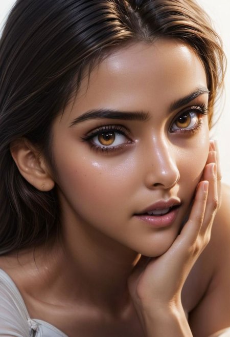 (Wide angle, Long shot:1.9), Kodak Motion Picture Film Style, long shot, Ultra realistic, (deepika:1.3),  pleased, delighted, lustful, action scene, professional picture, intense gaze, sensuality, cute tamil girl , eyes closed, covering her entire mouth with her hand, hand over mouth, stifling a lustful whispering with her hand, hand stiffling expression of happy surprised, (the palm of the hand stifling a cry with his hand covering her mouth:1.3), hand flat over the mouth, detailed skin, sweaty, Indian , (stunningly cute Belle, having intense surprise, futuristic powered cowgirl outfits, slender body, skinny, 21 years old:1.3) , OverallDetail