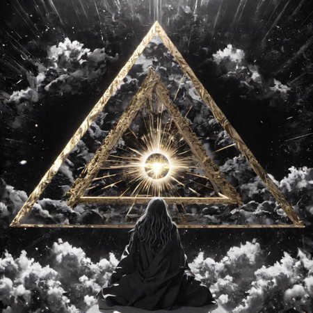 masterpiece, best quality, masterpiece, absurdly long hair, (masterpiece), absurdes, highly detailed background, BREAK, ((gold theme)), monochrome, ((((Dies Irae)))), ((g yuusuke)), gold, ((shinza bansho series)), pyramid (structure), infinity, (space), transformation, transparent, (energy), star (sky), BREAK, shaded face, shadow, mirror, ink, paint, old, aged-up, extra arms, jewelry, unmoving pattern, statue, ((horror (theme))), red sclera, pauldrons, red sash, amputee, simple background, ribs, contrast, death, empty eyes, magic, (ribs), BREAK, white theme, holding weapon, sword, spear, bow, ((rain)), unmoving pattern, sky, stairs, water, river, flood, reflection, crying, BREAK, (((hand up))), column, mystical creature with hundreds of eyes and wings