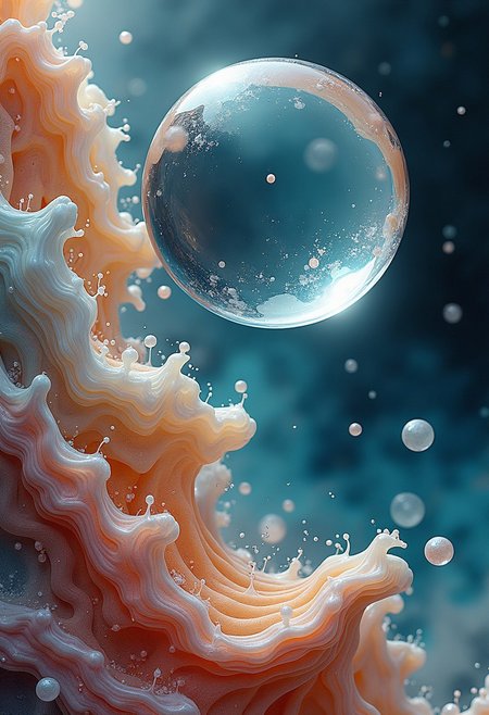 liquid marbel style, liquid glass, surreal artwork that feels as though it's coming to lfie, highly detailed, floating shapes, surrealism artwork of liquid marbel stone,