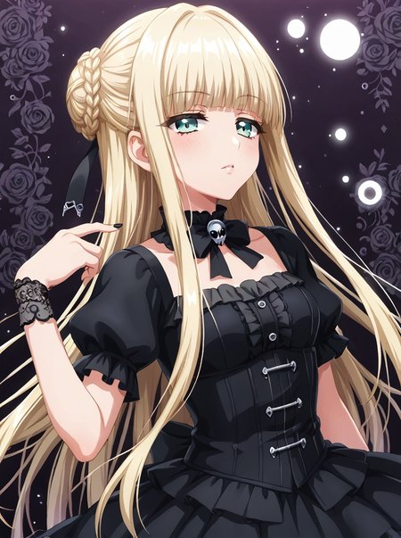 detailed background, shiny skin, rating safe, 
<lora:noa.pony:1>,
noa,
gothic fashion, half-closed eyes,
