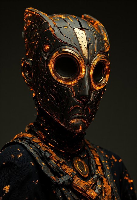  "This year everyone is wearing a clever studded  shiny copper 'mask' and it is the only suitable colour, »