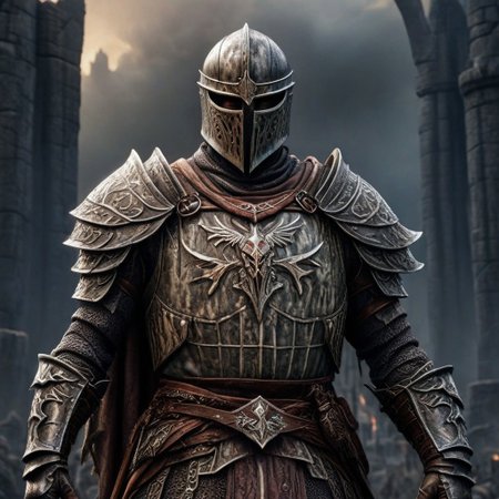 a daedrick knight from The Elder Scrolls stands in the middle of the frame, high detail, daedra, demonic armor, the elder scrolls,