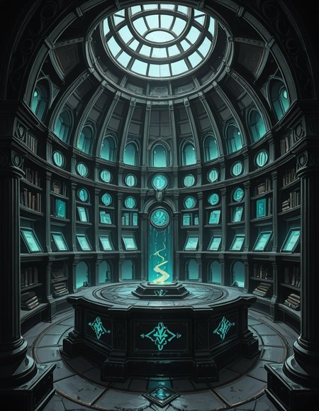 Buried deep within the necromancerâs fortress lies the Library of the Forgotten, an ancient, labyrinthine archive where no living hands have ever turned a page. The immense chamber stretches endlessly into the darkness, its towering bookshelves carved from obsidian and bone, spiraling upwards into unseen heights. The very air hums with an eerie resonance, filled with the whispers of knowledge long abandoned by the mortal world.
The shelves are packed with tomes bound in withered flesh, their covers etched with shifting runes that glow faintly with unholy light. Some books seem to breathe, their spines expanding and contracting like living creatures, while others are locked with chains of rusted iron, sealed by ancient curses too dangerous to be unleashed. Scrolls, brittle with age yet untouched by time, hover in the air, slowly unraveling and reforming, as if reading themselves in a silent, endless cycle.
At the heart of the library stands a massive circular desk, hewn from black stone and inlaid with veins of glowing green energy. Upon its surface, quills made from skeletal fingers hover above open grimoires, tirelessly transcribing forbidden knowledge in ink that shimmers like liquid shadow. Dust does not settle hereâonly the weight of forgotten secrets, pressing down like an invisible hand upon any who dare enter.
Above, the ceiling is a vast cosmic void, an endless expanse of swirling darkness where distant, malevolent stars flicker in unnatural constellations. Occasionally, something moves between the stars, a shape vast and unknowable, watching the library in silence.
In the farthest reaches of the chamber, towering stone monoliths stand, inscribed with ever-shifting text in a thousand dead languages. Some glow faintly, others pulse like beating hearts, their inscriptions rearranging as if whispering among themselves. The floor between them is covered in intricate ritual circles, their markings pulsating with a faint, necrotic glow, hinting at the presence of knowledge too terrible to be contained within mere books.
No footsteps ever disturb the silence, no voices break the eternal stillnessâonly the endless rustling of pages turning on their own, the quiet scraping of phantom quills, and the occasional, distant sound of something shifting among the shelves.
This is not a place of learning.
It is a tomb of knowledge, a repository of secrets too dangerous to be spoken, where books are not just readâthey watch, listen, and remember.
Style & Mood :
- Dark fantasy, gothic horror, necromantic aesthetics
- Cinematic, highly detailed, eerie lighting
- Infernal atmosphere, filled with shadows, glowing runes, and whispering books
- Inspired by the works of ZdzisÅaw BeksiÅski, H.R. Giger, and dark medieval occultism 
<lora:SDXLFaeTastic2400:0.4> <lora:extremely_detailed:0.4> extremely detailed,necromancer l1br4ry, <lora:necromancer_l1br4ry-i:1>, Masterpiece,best quality,hi res,8k,hi res,8k,award winning,(sharp focus, intricate, highly detailed),