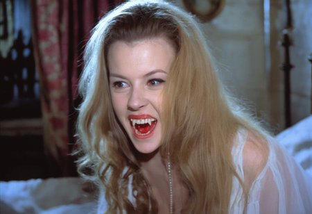 cinematic (close-up:1.2) face of beautiful young vampire woman on a bed wearing white nightgown, pale skin, (m4rk5 on neck:1.3) blood on neck and chest, screaming showing teeth and (teeth and fangs:1.3), dark victorian bedroom at night, soft natural light, creepy atmosphere <lora:h4mm3r:1>