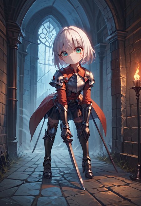 masterpiece, score_9, score_8_up, score_7_up, EasyNegative_v2, (looking at viewer:0.9), score_9, score_8, score_7, score_8_up, score_7_up, score_6_up, high resolution, (((1girl))), solo, short hair, white hair,   aqua eyes, full body, pretty face,  black leather armor, red trim, wielding a leather bullwhip, haunted castle, vampire slayer <lora:Pony_DetailV2.0:3> (best quality:1.1) 8k, sharp focus, anatomically correct, anatomically correct face, extremely detailed eyes, smooth edges, symmetrical eyes, symmetrical face, creepy, gothic,