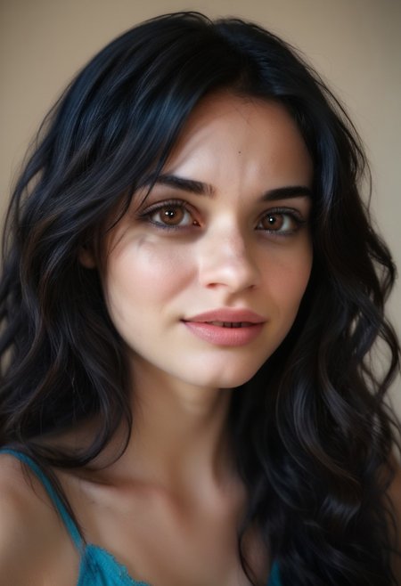 realistic, 42yo girl, long wavy black hair, brown eyes, UHD, photorealistic, best quality, masterpiece, 16K, cinematic