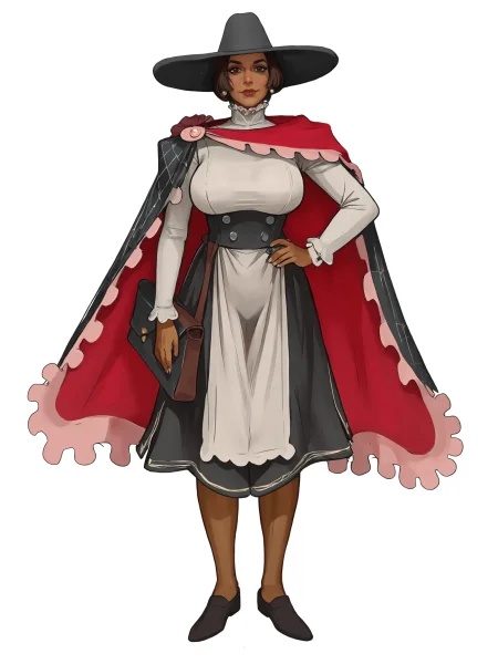 milf, looking at viewer, cameltoe, standing, (score 9 up, score 8 up, highest score, highest quality), extreme detail, western art,
black headwear, dark skin, looking at viewer, short hair, black footwear, cape, shoes,dark-skinned female, brown hair
 <lora:[mossacannibalis] Experimental 1 image 40 Repeat 10 Epochs Lora Style Specific Image 162 Experiment PonyXL:.9>