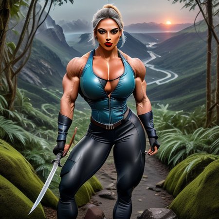 Muscular AI girl
