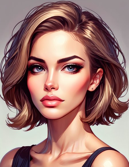 A woman with a perfect face, shoulder portrait, ral-fltpn <lora:ral-fltpn:1>