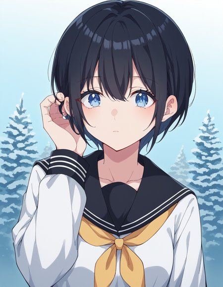 score_9, score_8_up, score_7_up, source_anime, <lora:dimensionalseduction-nonoa-s1-ponyxl-lora-nochekaiser_r1:1>, nonoa, short hair, blue eyes, black hair, mature female,, skirt, shirt, long sleeves, school uniform, pleated skirt, serafuku, black skirt, sailor collar, neckerchief, black sailor collar, yellow neckerchief,, skating rink, ice, people, winter, fun, , <lora:tucking-hair-ponyxl-lora-nochekaiser:1>, tucking hair, adjusting hair, hand on own hair, hair behind ear,, looking at viewer, solo,, dutch angle, cowboy shot