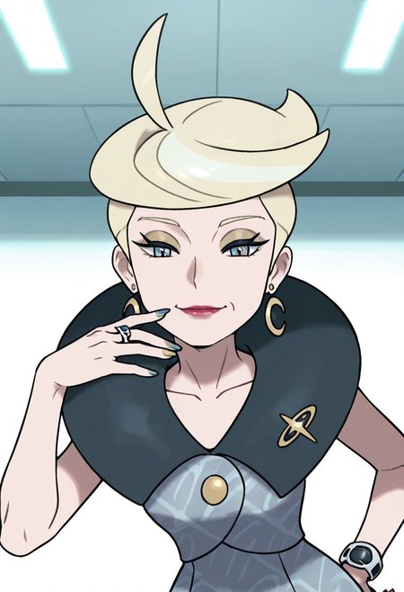 masterpiece, best quality, solo, curvy, beautiful eyes, girl, solo, smile, looking at viewer, dynamic pose, from below, (fisheye), foreshortening, close up,  (leaning forward, eye focus, anime screenshot, 
(upper body), white background,
zzJett, dress, jewelry, collarbone, upper body, earrings, nail polish, makeup, ring, lipstick, eyeshadow,