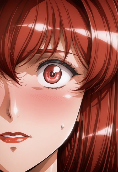 masterpiece, best quality, absurdres, highres, detailed background, <lora:hyperSD8:1>, (uru5h1h4r4), face focus,
YUR1N45UZUK4Z3, 1girl, long hair, red hair, hair intakes, hair between eyes, red eyebrows, red lips, (red eyes, detailed eyes), embarrassed, blush, blushing, full-face blush, embarrassed, surprised,