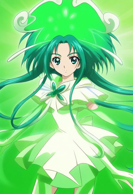 detailed background, green hair,, shiny skin,green eyes,<lora:curemint.:1>, curemint, solo,