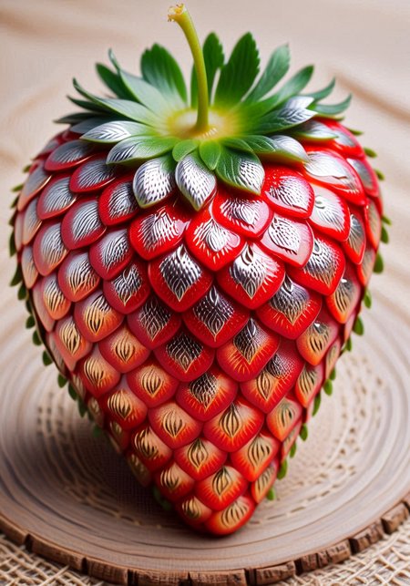 a strawberry, scaleboundsdxl, <lora:scaleboundsdxl:1>, best quality, masterpiece, intricate