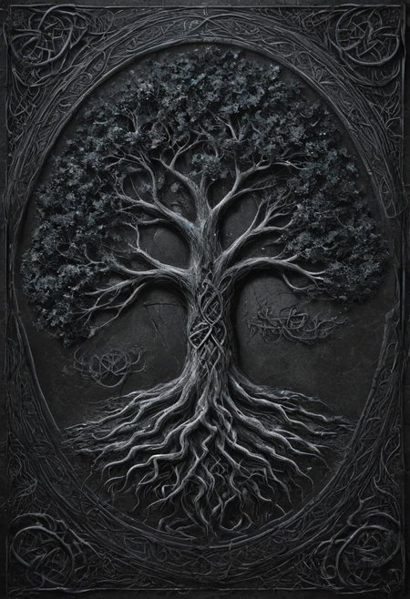 Completely black screen, absolutely nothing, pure black, detailed, but the celtic tree of life are rising, FastNegativeV2, ral-dissolve,