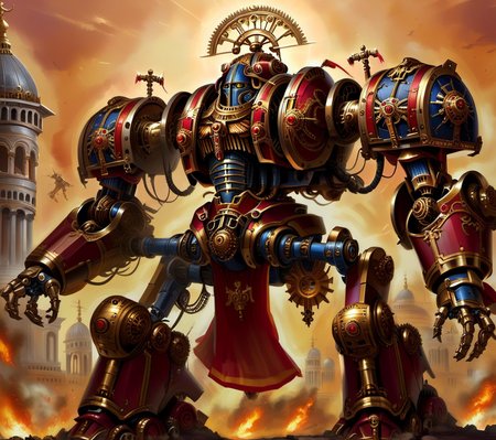 <lora:CulturePunkAI_2:.9>ByzancPunkAI   battle mech  Highly detailed, amazing, Impressive lighting, vibrant colors, Ultra Realistic, High quality, Highly detailed, trending on artstation