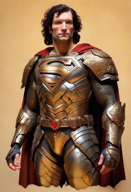 Rembrandt inspired Superman Armor,  refined, defined, highly detailed, follow negative prompts
