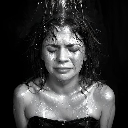 score_9, score_8_up, score_7_up, BREAK, source_real, raw, monochrome, dark photo, outdoor, waterfall, 18yo old girl, natural ginger hair,black dress, from bellow, pain, closed eyes, wet messy hair, wet face, <lora:Pain_Fear_and_Desperation_Pony:1> <lora:Into_Darkness:1>