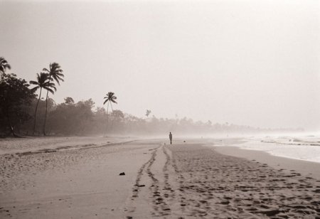 lith_argenta_bromBN1W, a foggy beach in sri lanka, hard shadow