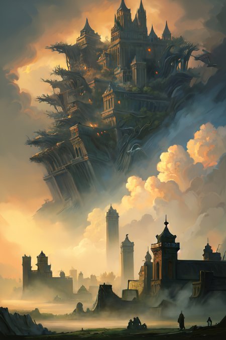 hyperrealism oil painting, ghost of the castle,
__backgroundXL_v15/bg/nature/weather__ and many small clouds, and slightly cloudy, fantasy forest,
an expansive ancient forest, featuring towering oaks, diverse wildlife, a variety of flora,
{dawn|dusk|night},
 <lora:more_details:0.3>,
 <lora:EnvyFantasyMix05:0.3>,
 <lora:ghost:0.7> guiguai,
 <lora:FantasyRuins:0.3> FanRu,
 <lora:USNR STYLE_XL_loha:0.3> usnr,