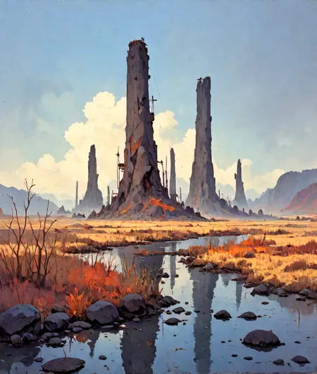 landscape, score_9,score_8_up,score_7_up,score_6_up,score_5_up,score_4_up BREAK source_anime,(absurdres), Salt flat landscape  , Melancholic and reflective scenery  ,Central focus composition, no people,  <lora:FFAnime Style Pony:1> FFanime Style