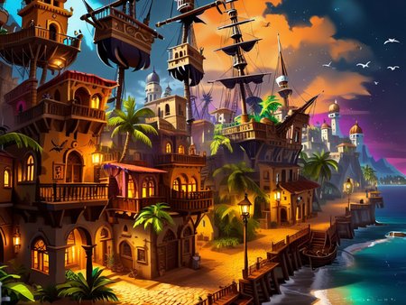 <lora:CulturePunkAI_3:.9> PiratePunkAI   city  Highly detailed, amazing, Impressive lighting, vibrant colors, Ultra Realistic, High quality, Highly detailed, trending on artstation, intricate detailed background