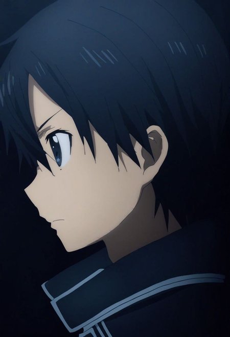 high resolution, solo, best quality, 1Boy, Kazuto Kirigaya, Black Hair, Black Eyes, cool, Mysterious black background, Movie lighting, a sense of atmosphere, OverallDetail